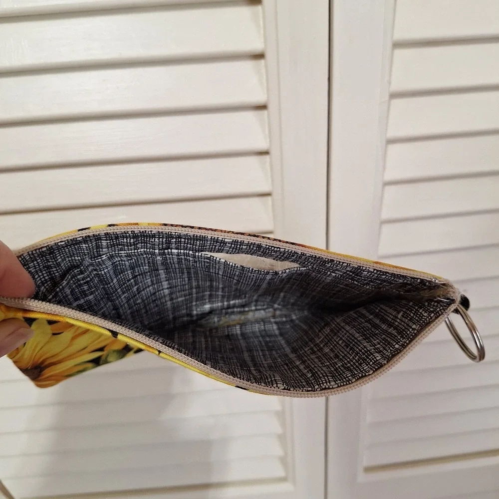 NeeJee Wear Crossbody Bag Purse Brown Sunflower Print Clutch Face Mask Handmade